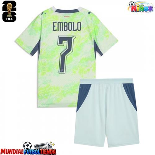 Camiseta Suiza Breel Embolo #7 Segunda Equipación Replica Mundial 2026 para niños mangas cortas (+ Pantalones cortos)